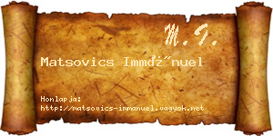 Matsovics Immánuel névjegykártya